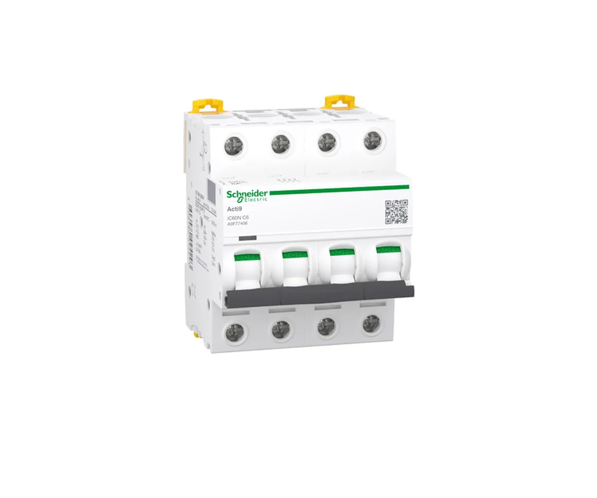 قاطع دائرة مصغر Acti9 iC60N ‏4P ‏6 A منحنى C