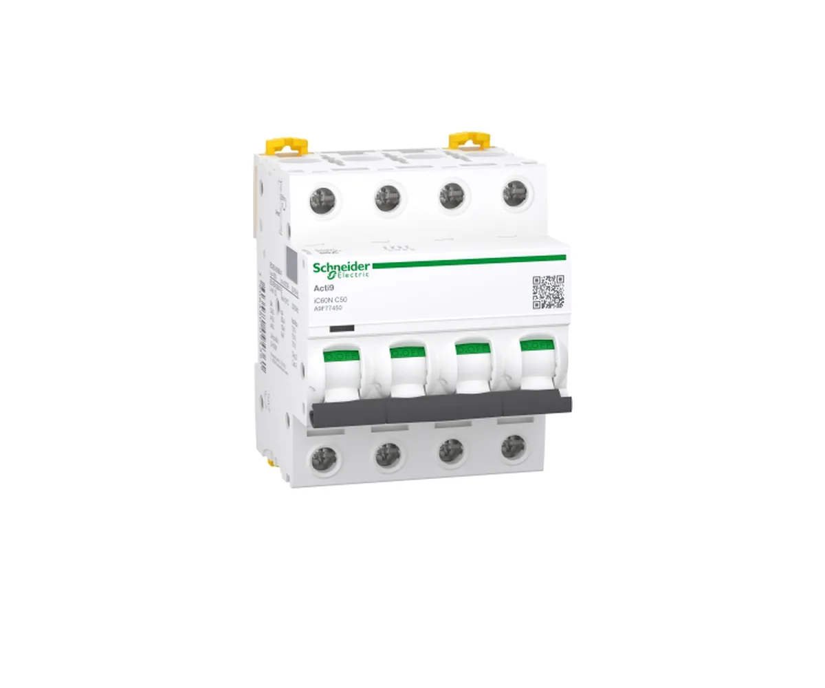 قاطع دائرة مصغر Acti9 iC60N ‏4P ‏50 A منحنى C